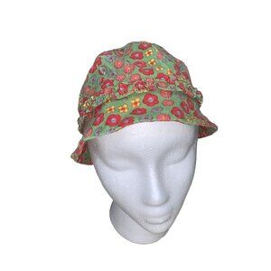 Agabang Toddler L Large Bucket Hat Corduroy Floral Print Ruffled Accents NWT
